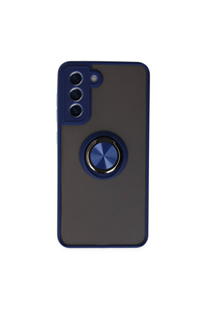 NewFace غطاء سيليكون مونتريال لجهاز سامسونج جالاكسي S21 FE مع حلقة - أزرق داكن