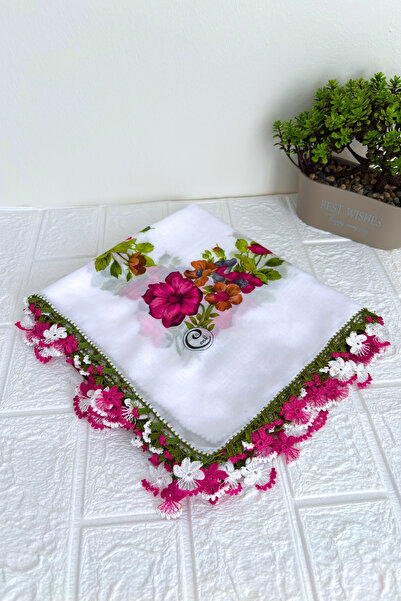 Cenk El Işi Yazma Oyalı Eşarp Tülbent Hediyelik/çeyizlik