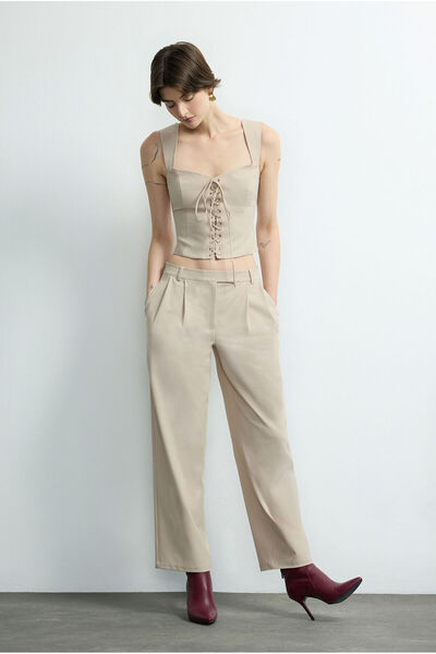 Love My Body Moda Tutkusu Pile Detaylı Pantolon