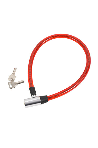 Lawazim Bike Lock 12mm x 65cm Red - Heavy Duty Cut Resistant Cable Lock with Keys