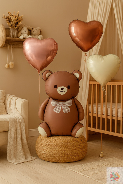 Joyane مفهوم بالونات على شكل دب ريترو و3 بالونات على شكل قلب من الشوكولاتة با...
