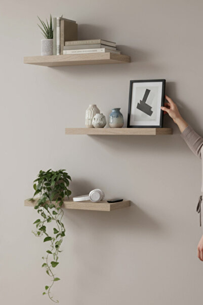 SürLaz 3 Parça Duvar Rafı Uçan Raf 45x11 Dekoratif Raf