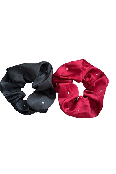 moho Set of 2 oversized hair elastics, made of thick satin, accessorized with...