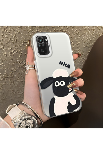 ucuc Xiaomi Redmi Note 10 Compatible Silicone Edge Hard Back Anti-Fall Lamb P...