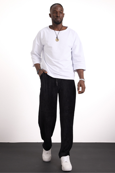 Superbluemexico Unisex Soft Textured Casual Stylish Velvet Baggy Pants