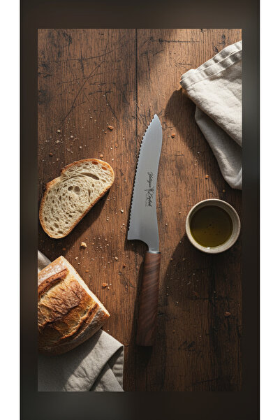 Yatağan Zeybek سكين خبز مسنن 33 سم بمقبض خشبي مصمم بشكل مريح من إنتاج خاص