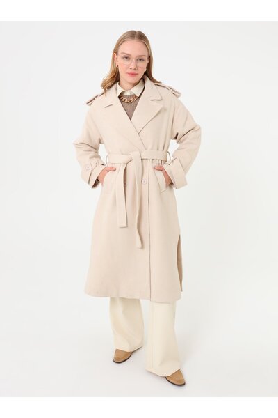 Refka Epaulette Detailed Classic Coat - Beige -