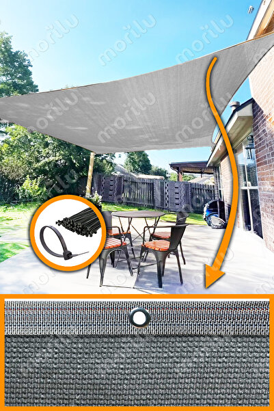 Morilu %95lik Gölgelik GRİ FİLE Perde - KIRÇILLI Şeritli Halkalı - Karavan Ka...