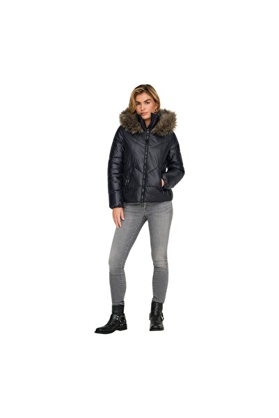 ONLY Siyah Kadın Mont ONLFEVER SHORT PUFFER LIFE CC OTW