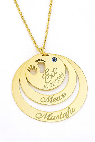 SEZİNİN TAKI DÜKKANI 925 ayar gümüş aile isimli anne&bebek kolyesi