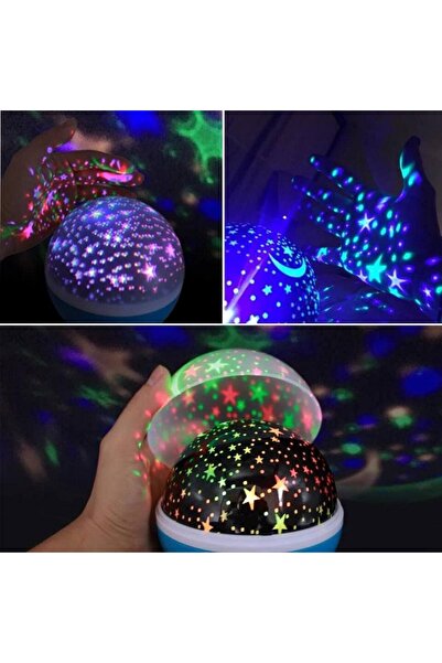 AHİRA Dönen Renkli Ay Ve Yıldız Yansıtmalı Projeksiyon Lamba Gece Lambası