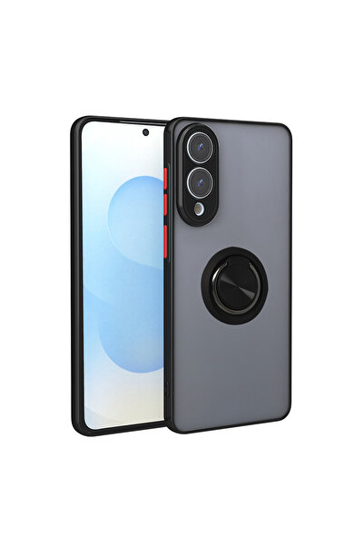NewFace غطاء سيليكون لهاتف سامسونج جالاكسي S25 إيدج مع حلقة مونتريال - أسود