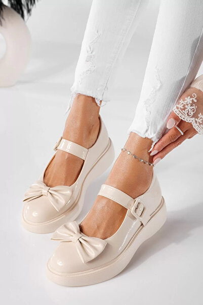 Zaira Γυναικεία μπεζ παπούτσια από βερνικωμένο δέρμα Zoe #20905 - 38