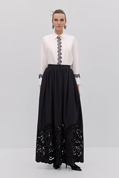 SHNWOMAN Dantel Detaylı Beyaz Gömlek