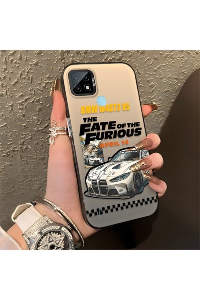 ucuc Realme C21 Compatible Silicone Edge Hard Back Anti-Fall Sports Car Patte...