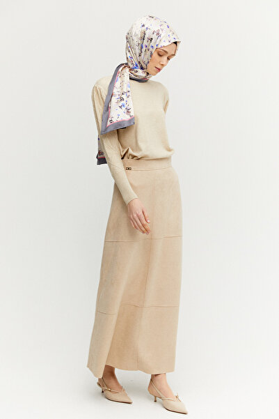 Setrms Parçalı Süet Görünümlü Etek