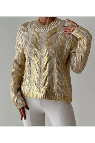 jöns since 1997 Pulover cu model tricotat pentru femei, cu folie de aur