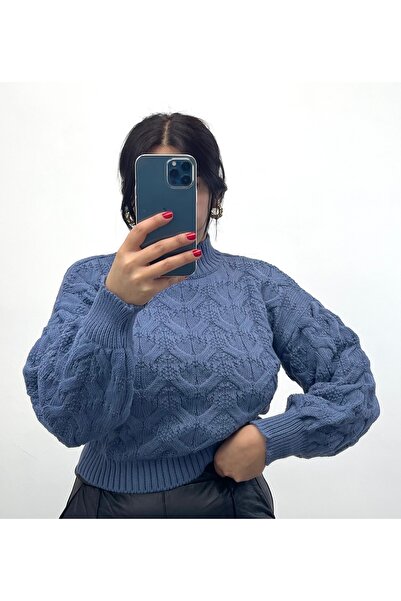 NİSUM MODA Braided Turtleneck Knitwear Sweater