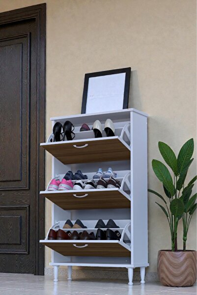 Eliusta Duru 72 cm Genişlikte Ceviz Renk Ayaklı Ayakkabılık Antre/Kapı Önü 72...