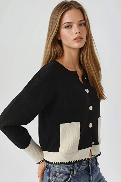 Hiccup My Fashion Buttoned Pocket Detailed Knitwear Cardigan