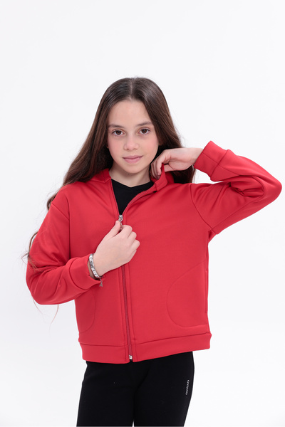 ROBA Jachetă pentru copii cu glugă, buzunare, fermoar, fleece, RB-650