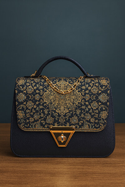 Elen Blue Stylish Women's Hand & Shoulder Bag with Patterned Cover