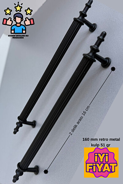 mutfak kulpu boru kulp 160 mm metal siyah