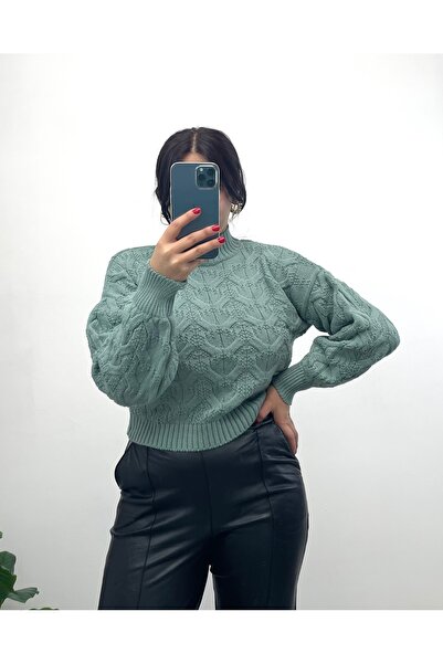 NİSUM MODA Braided Turtleneck Knitwear Sweater