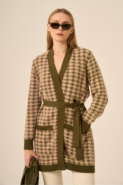 FTZ WOMEN Women's Crow's Feet Cardigan Khaki 25250