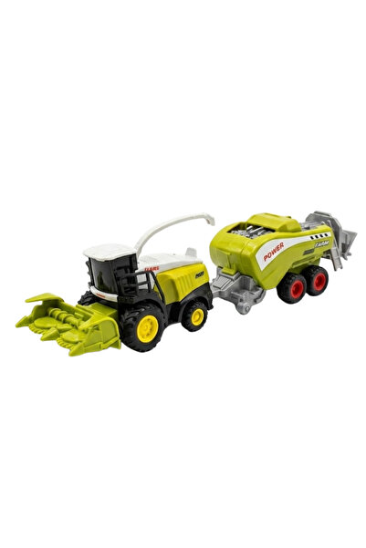 craftivio Die-Cast Metal Silage Machine and Trailer Set - Friction Powered Farm Toy Tractor Harvester