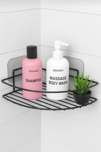 EGE HOME STORE Raft de colț adeziv pentru baie, suport pentru șampon, organiz...
