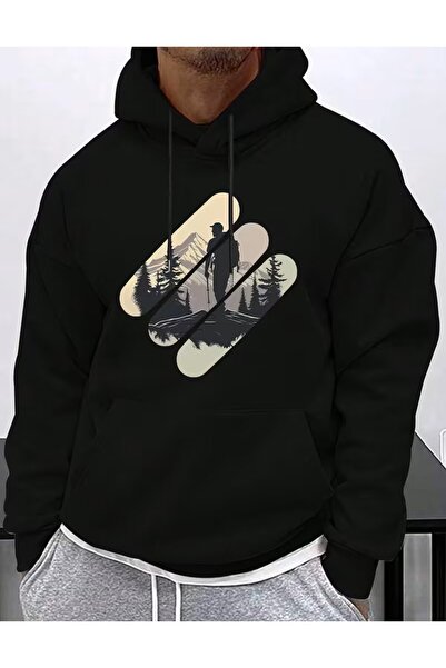 LELVANİ سويت شيرت بغطاء رأس بنقشة جبلية وشجرة