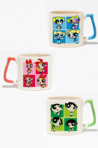 Öz Kupa Powerpuff Girls 3'lü Lüks Kupa Seti