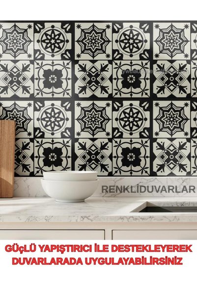 Renkli Duvarlar 55 Pcs 30Cmx30Cm Adhesive Ottoman Tile Floor Pvc Flooring Panel Sticker with Rubber Backing 2124