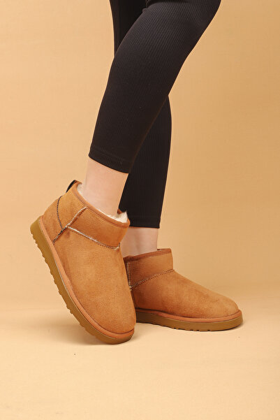 Nilsa Shoes Kadın Kalın Poli Taban İçi Kürklü Süet Bot & Bootie