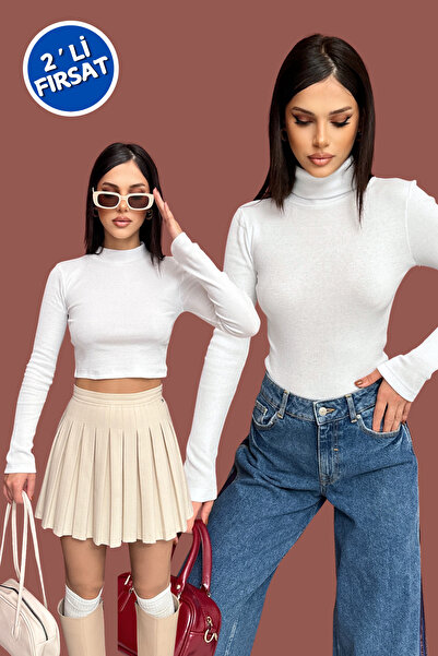 XELA 2-Pack - Full Collar and Half Fishman Collar Tie-On Shawl Ribbed Knit Z