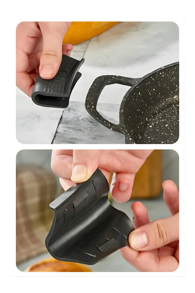 AiroBazar 2 Adet Isıya Dayanıklı Tencere Kulbu, 2'li Tava Tutacağı Yanmaz Yap...