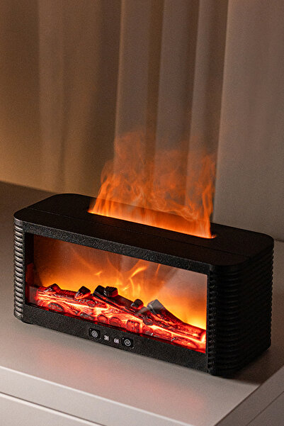 EXENAR Ultrasonik Alev Efektli Şömine Görünümlü Hava Nemlendirici 3D Alev Aroma Difüzörü Buhar Makinesi