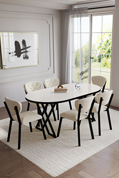 BY ORHAN GÜZEL Mutfak Masası Takımı 6 Kişilik Masa Takımı Elma Avangarde Yeme...