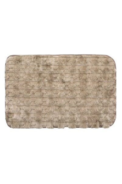 AB HOMES Διακοσμητικό χαλί από συνθετική γούνα, μπεζ και καφέ ρίγες, 80x50 cm