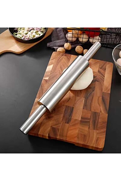 Home Paslanmaz Çelik Merdane - Ergonomik Döner Saplı Hamur Açma Rulosu Mutfak...
