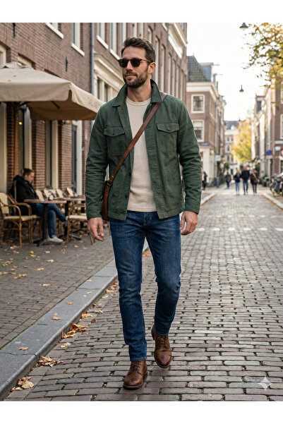 HRN Textile Tricou cu mânecă lungă crem pentru bărbați guler rotund de tranzi...