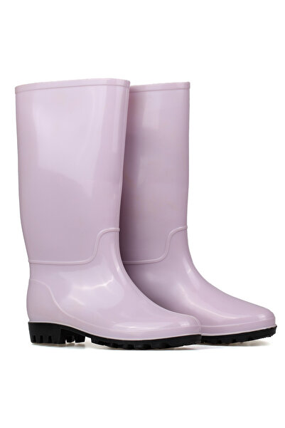 KAJILA Kadın Mor Uzun Yağmur Çizmesi, Su Geçirmez PVC, Kaymaz Taban, Günlük O...