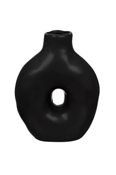 AB HOMES Decorative Vase, Black Ceramic, Modern Design, 15x7x20 cm