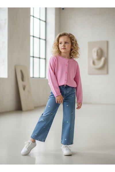 Yalçınoğlu Kids Girl's Embroidered Detailed Trousered Knitwear Set |   2-9 Ye...