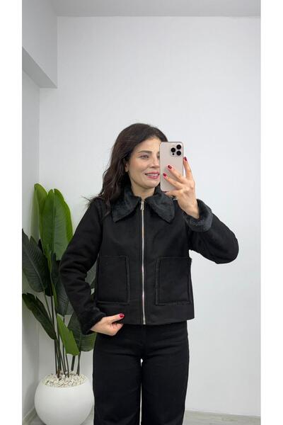 TUNAM BUTİK معطف من جلد الغزال الأسود لعام 2027