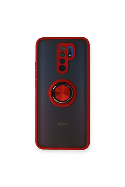 NewFace غطاء حماية سيليكون لهاتف Xiaomi Redmi 9 مونتريال مع حلقة - أحمر