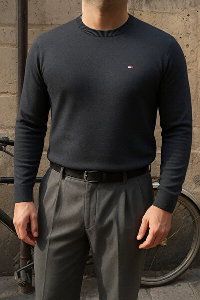 comstar Men's Crew Neck Slim Fit Smoked Sweater