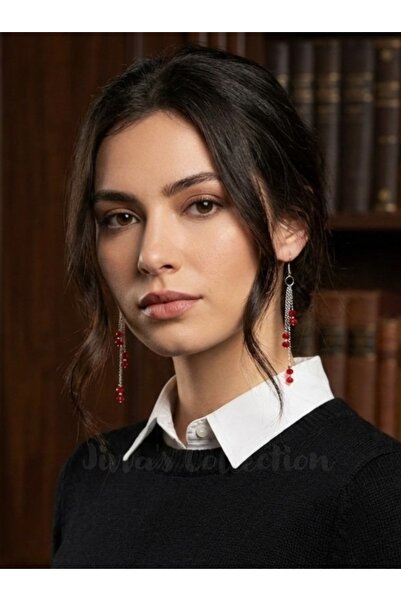 Cash Trade أقراط متدلية من الكريستال الأحمر من بيجوتيري