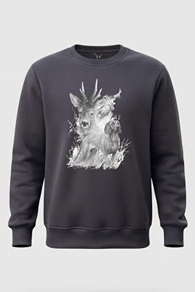 WİDİ Desen cu căprioare și câine de vânătoare cu imprimeu bumbac 100% Regular...